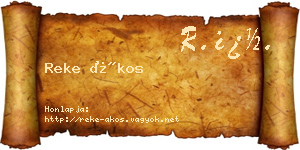 Reke Ákos névjegykártya